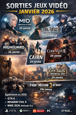 Sorties jeux vidéos de janvier 2026
